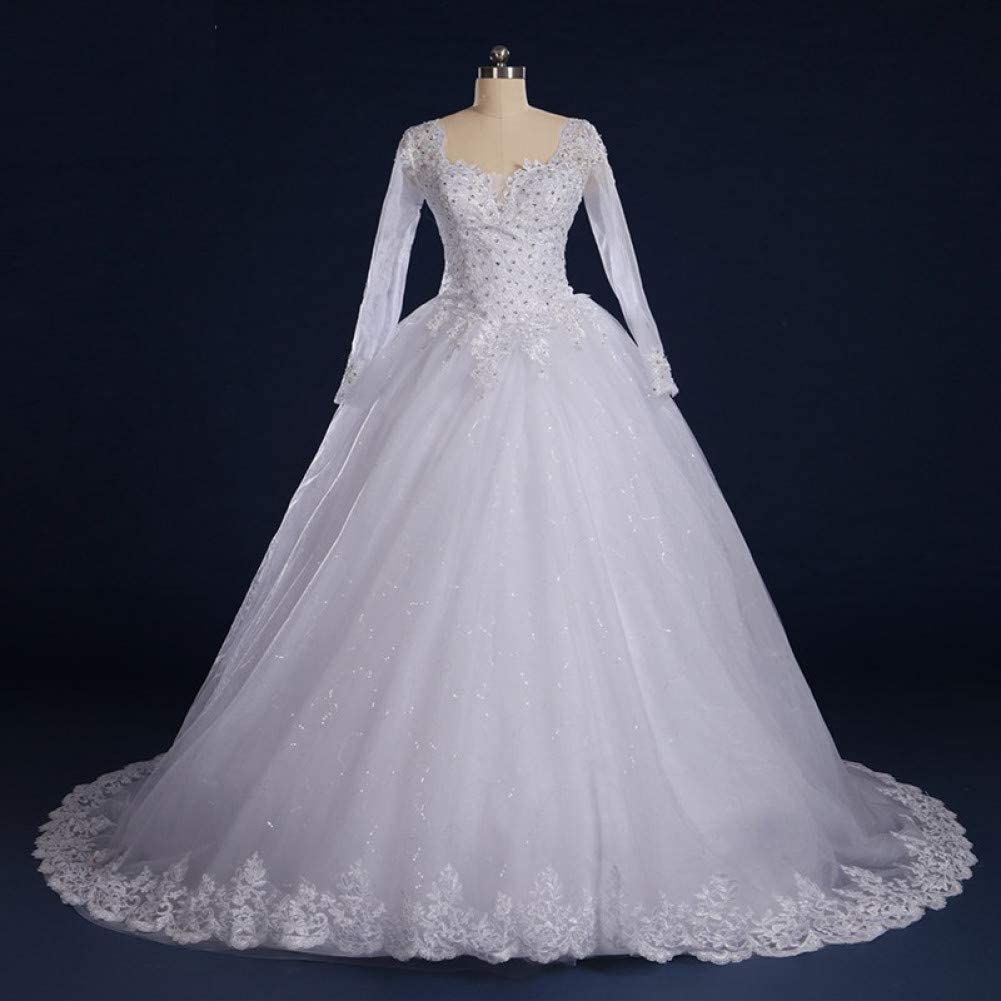 A-Line Luxury Princess Wedding Dresses  Long Sleeve Lace Charming Bride Dress For Women